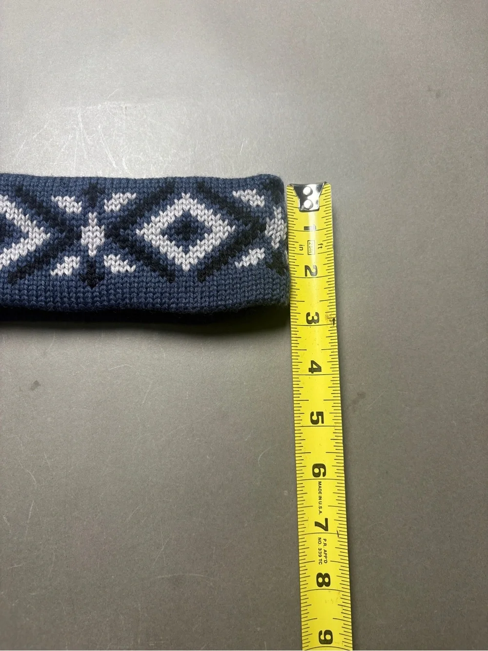 Columbia Blue and White Geometric Knit Headband Head Warmer Ear Cover